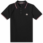 Moncler Men's Classic Logo Polo Shirt in Black