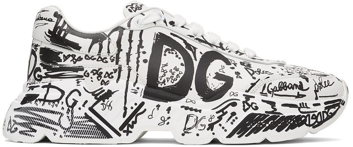 Photo: Dolce & Gabbana White Daymaster Graffiti Sneakers