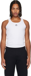 Marine Serre White Moon Logo Ribbed Jersey Tank Top