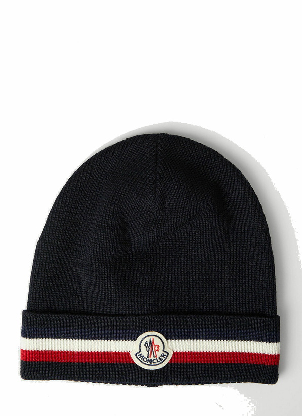 Photo: Logo Patch Beanie Hat in Dark Blue