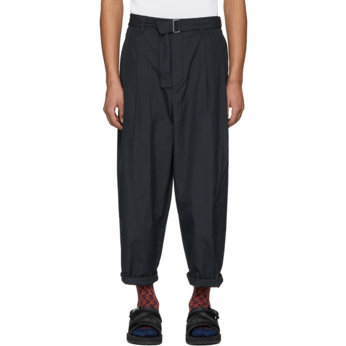Photo: 3.1 Phillip Lim Navy Relaxed Pleated Belt Trousers