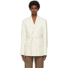 Lemaire SSENSE Exclusive Beige Belted Double-Breasted Blazer