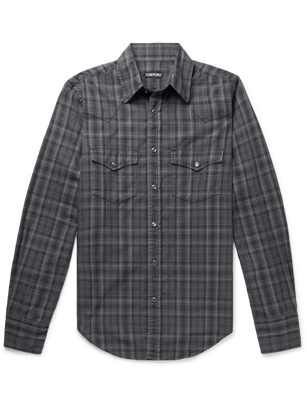 TOM FORD Checked CottonFlannel Western Shirt Black TOM FORD