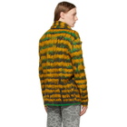 Saint Laurent Yellow and Green Abstract-Feather Double-Breasted Cardigan