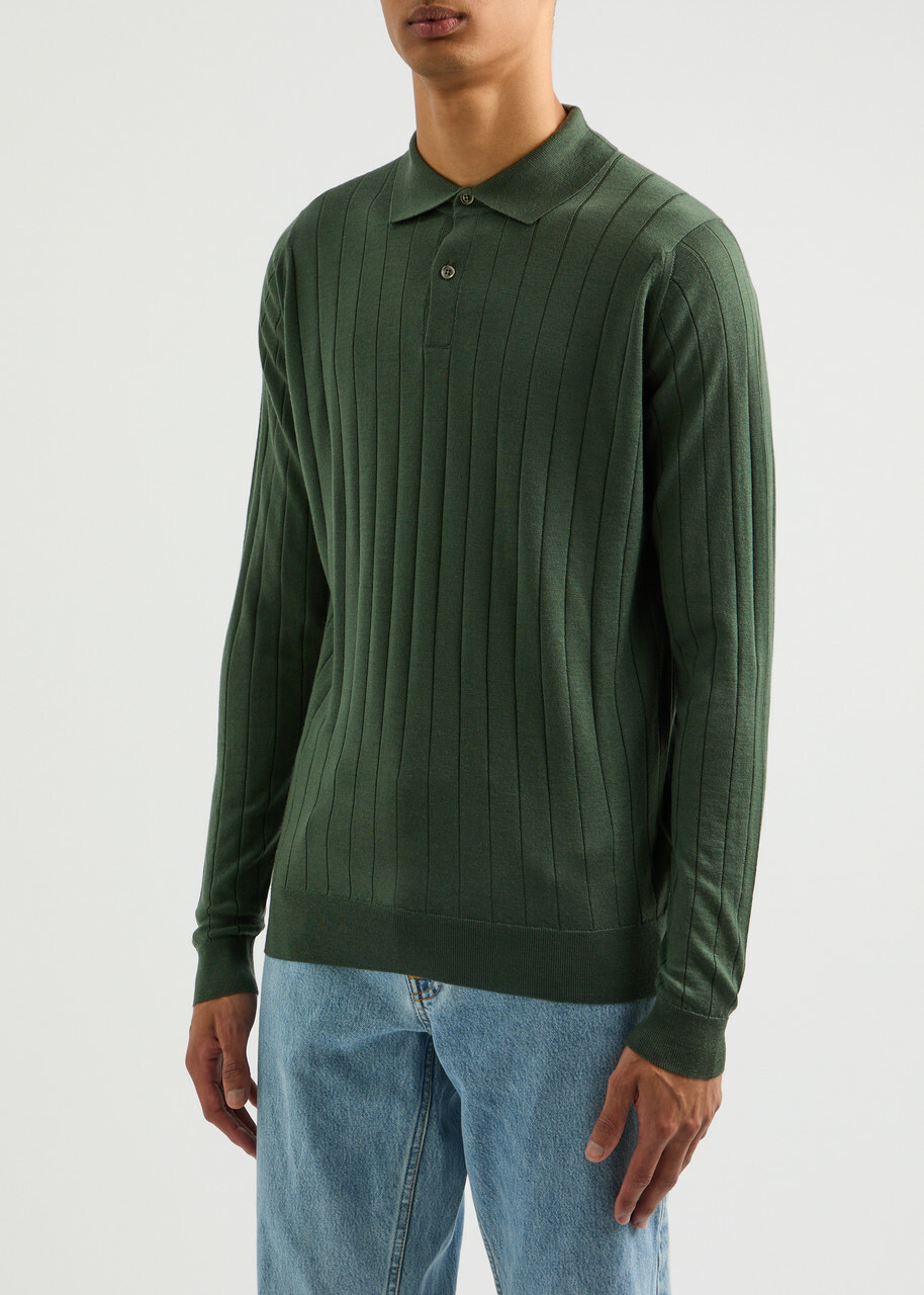 トップス JOHN SMEDLEY for UNITED ARROWS Knit Polo John Smedley Men's Noah Johnny Collar Sweater Polo | Nordstrom