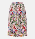 Gucci Floral pleated silk midi skirt