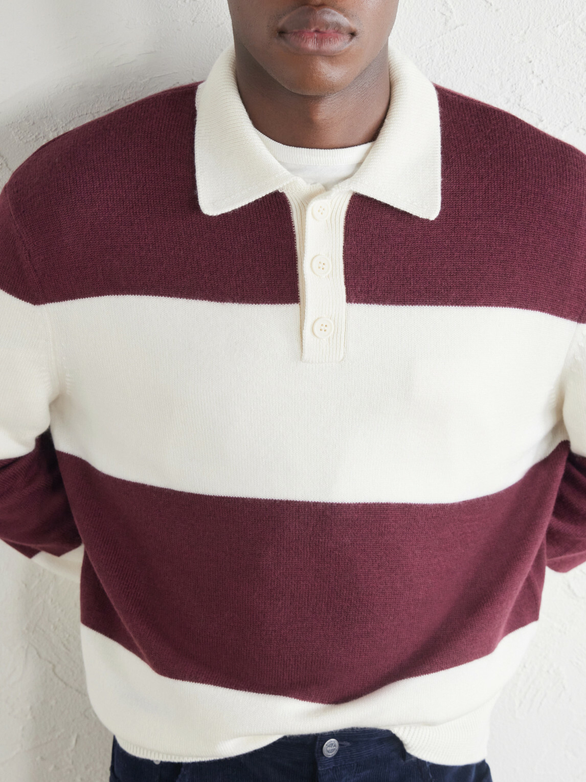 A.P.C. - Logo-Embroidered Striped Virgin Wool Polo Sweater - Burgundy