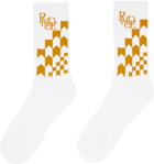 Rhude White & Yellow Racing Socks