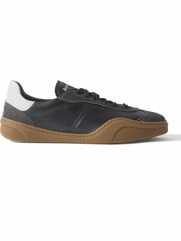 Photo: Acne Studios - Bars Low Suede-Trimmed Leather Sneakers - Black