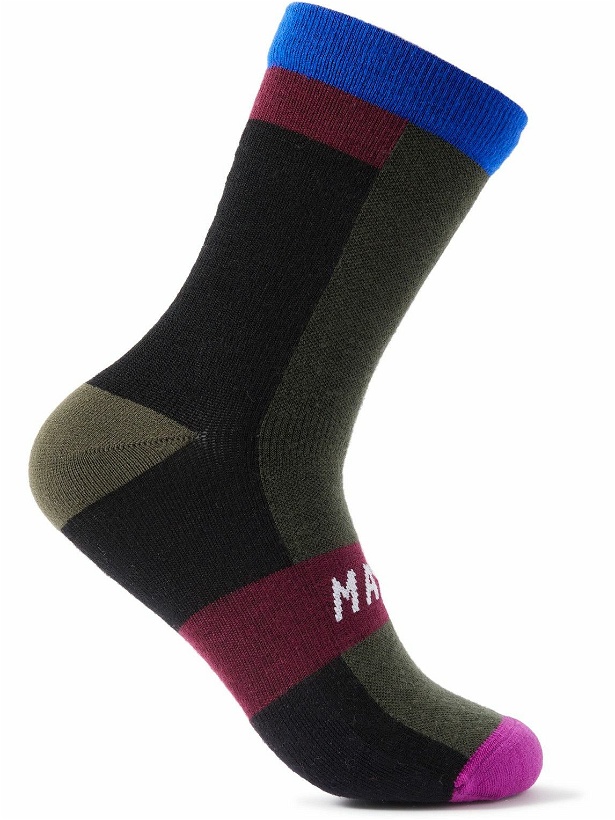 Photo: MAAP - Alt_Road Logo-Jacquard Wool-Blend Cycling Socks - Black