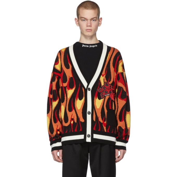 Photo: Palm Angels Multicolor Wool Flames Cardigan