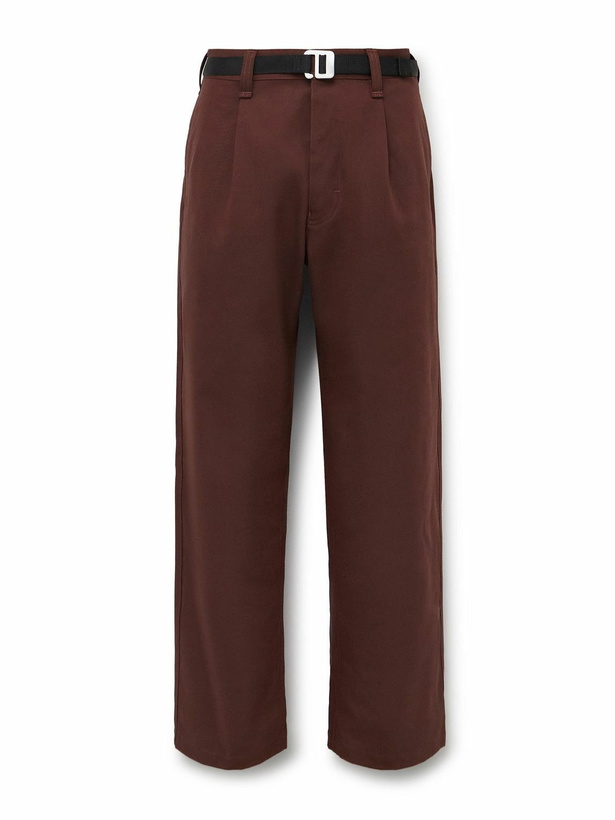 Photo: Stone Island - Marina Wide-Leg Belted Pleated Cotton-Blend Gabardine Trousers - Brown