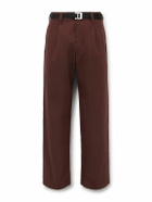 Stone Island - Marina Wide-Leg Belted Pleated Cotton-Blend Gabardine Trousers - Brown
