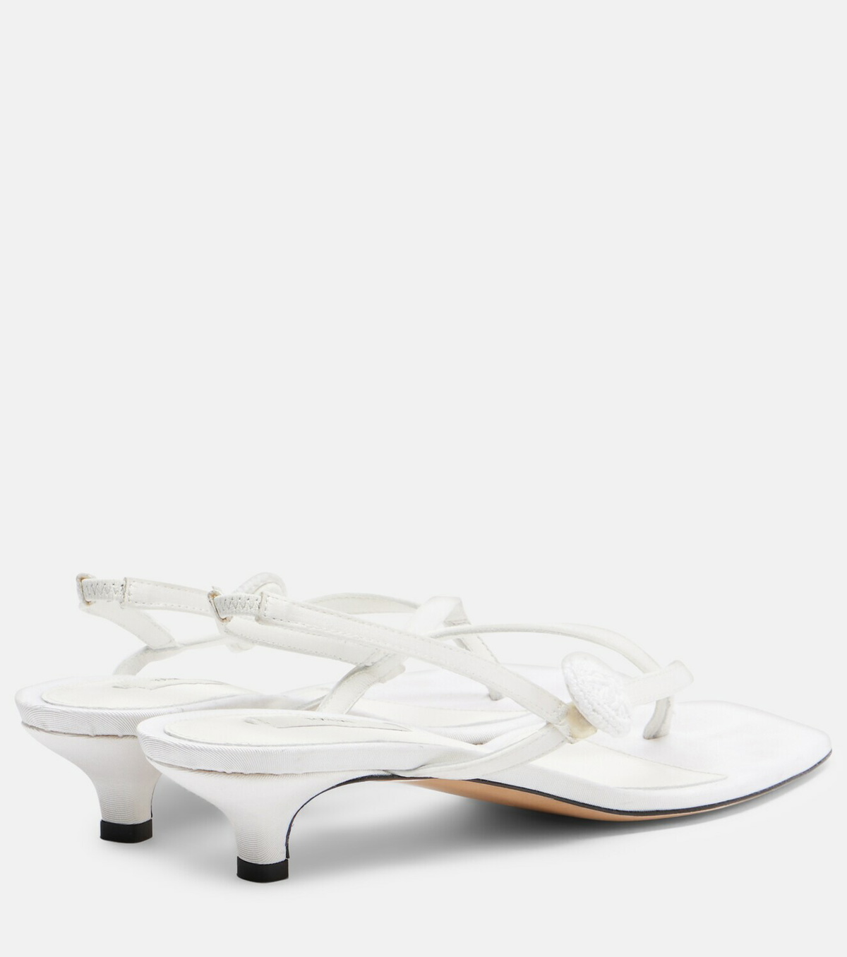 Toteme Floral-appliqué satin slingback sandals