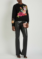 Alice + Olivia Belva Floral-jacquard Stretch-wool Jumper Black