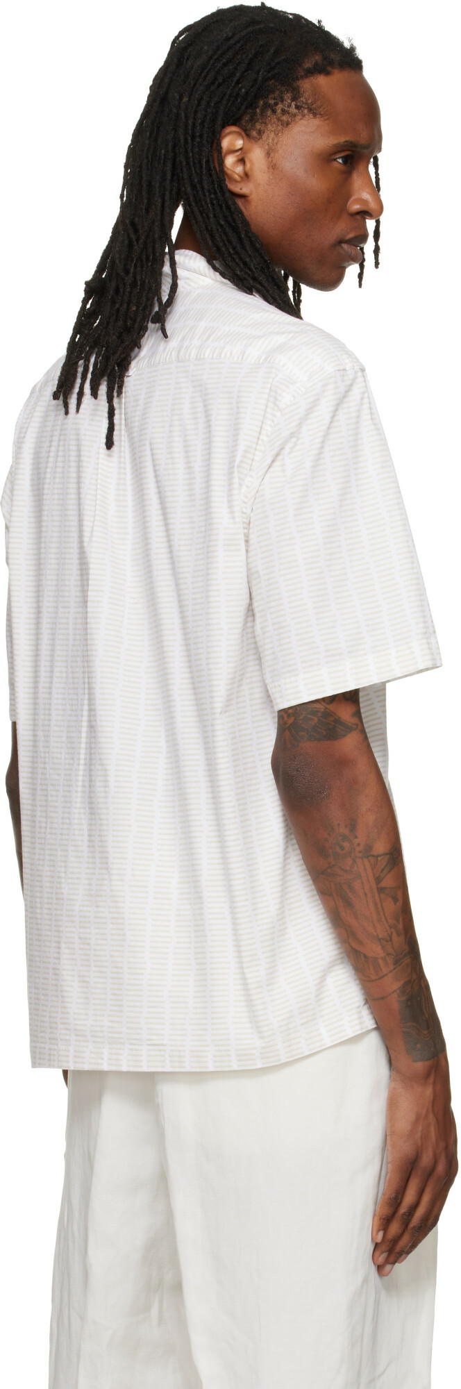 BOSS White & Beige Striped Shirt