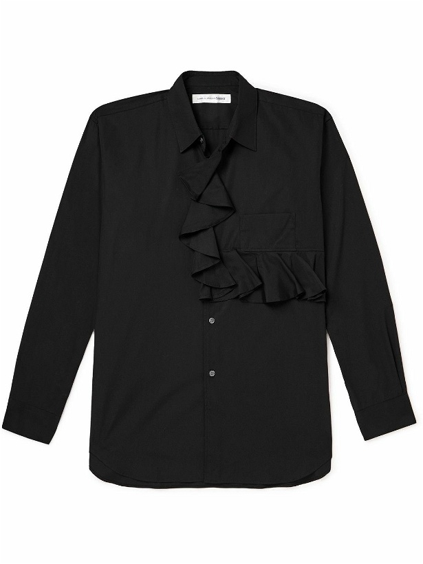 Photo: Comme des Garçons SHIRT - Ruffled Cotton-Poplin Shirt - Black