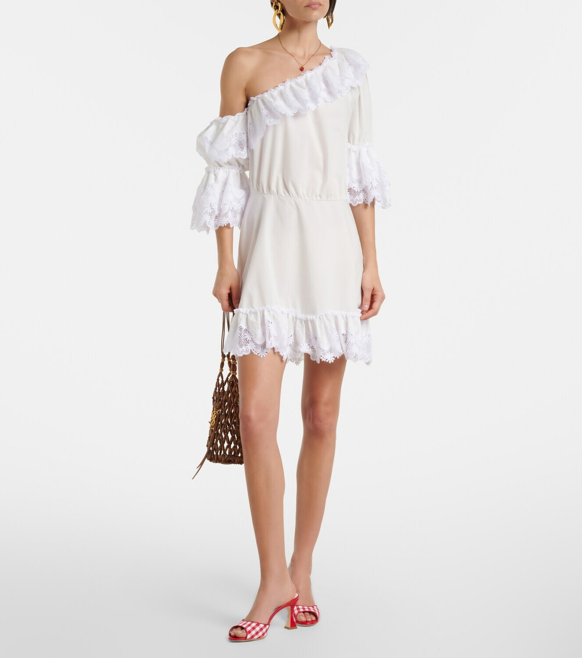 Manolo Blahnik Jadara leather-trimmed gingham mules
