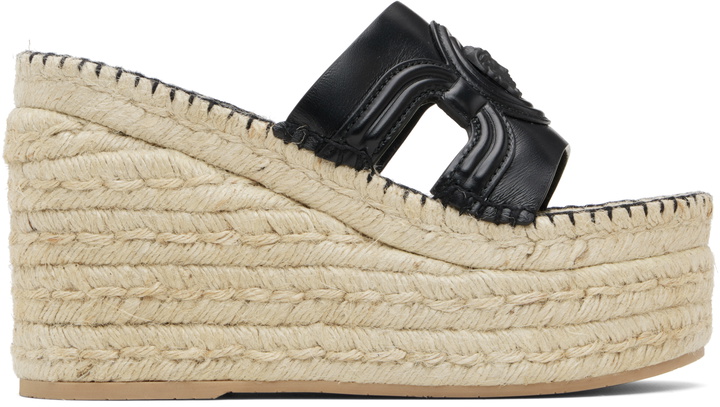 Photo: Versace Black Medusa Platform Espadrilles Heeled Sandals