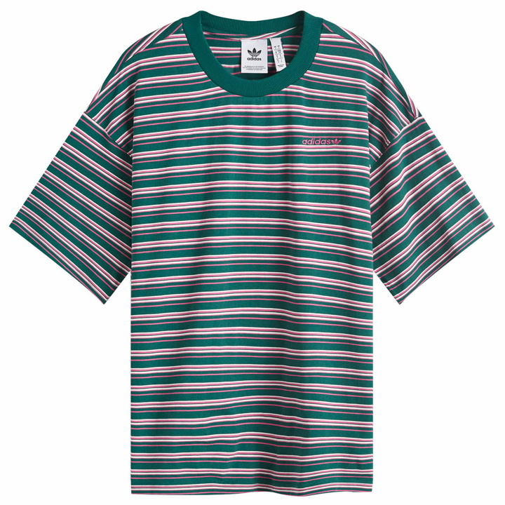 Photo: Adidas 80s Striped T-Shirt in Collegiate Green