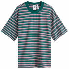 Adidas 80s Striped T-Shirt in Collegiate Green