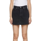 AGOLDE Black Denim Quinn High Rise Miniskirt