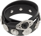 Toga Pulla Black Double Leather Bangle Bracelet
