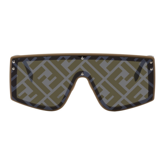 Photo: Fendi Beige Forever Fendi Shield Sunglasses