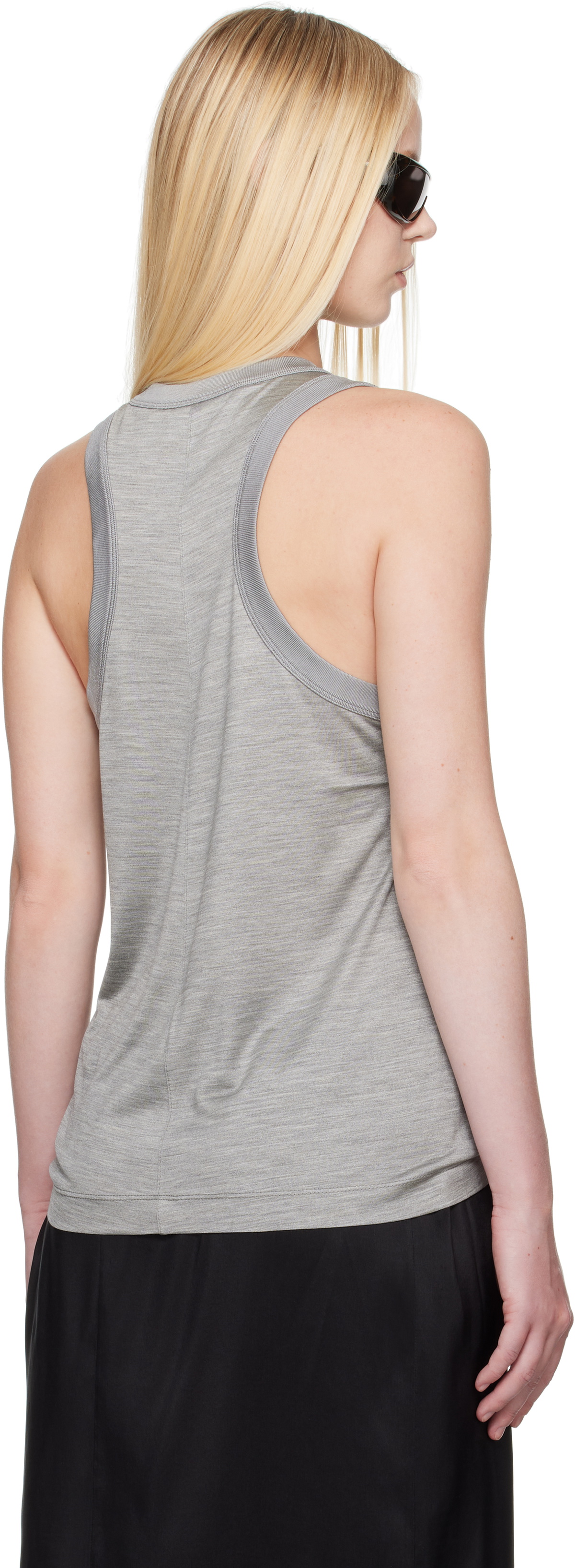 Carven Gray Silk Jersey Tank Top