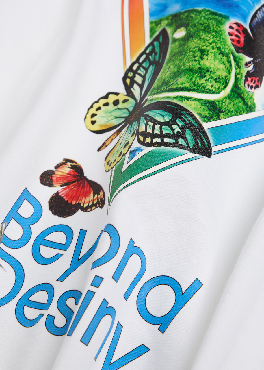 Casablanca Tennis Club Icon Beyond Destiny Printed Cotton T-shirt White