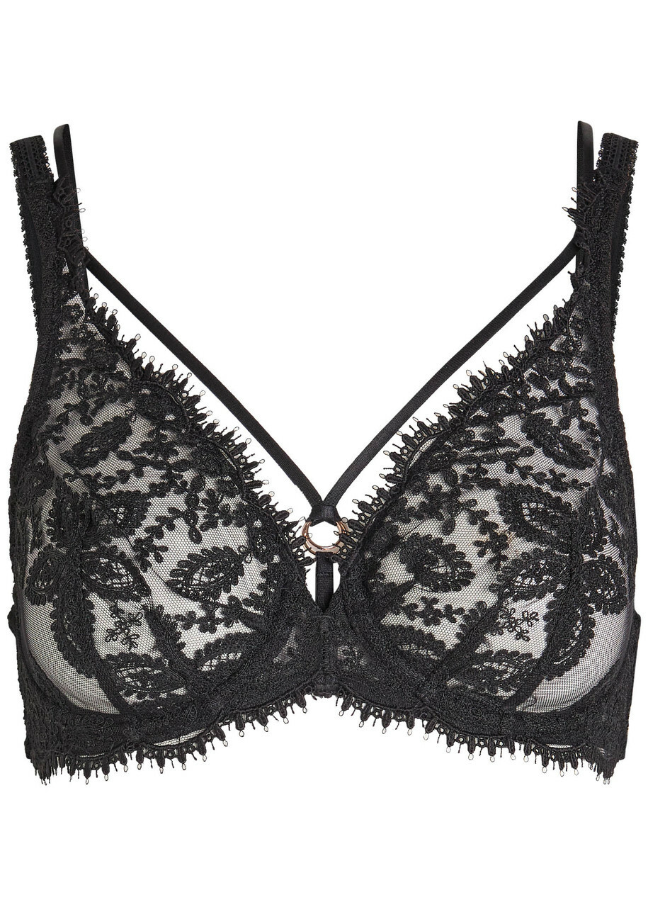 Simone PÉRÈLE Précieuse Floral-embroidered Tulle Underwired bra Black