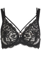 Simone PÉRÈLE Précieuse Floral-embroidered Tulle Underwired bra Black