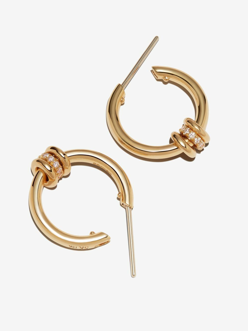 These 18K yellow gold Spinelli Kilcollin Ara diamond hoop earrings are