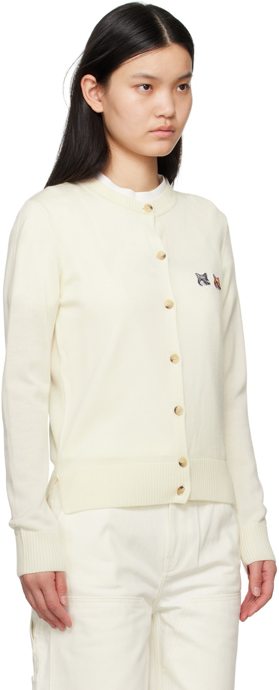 Maison Kitsuné Off-White Double Fox Head Patch Cardigan