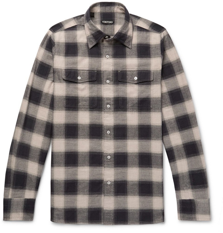 Photo: TOM FORD - Buffalo Check Cotton-Flannel Shirt - Ecru