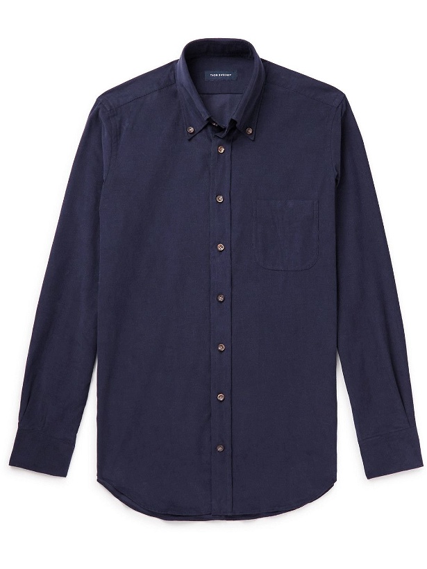 Photo: Thom Sweeney - Button-Down Collar Cotton-Corduroy Shirt - Blue