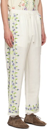 HARAGO Off-White Embroidered Trousers