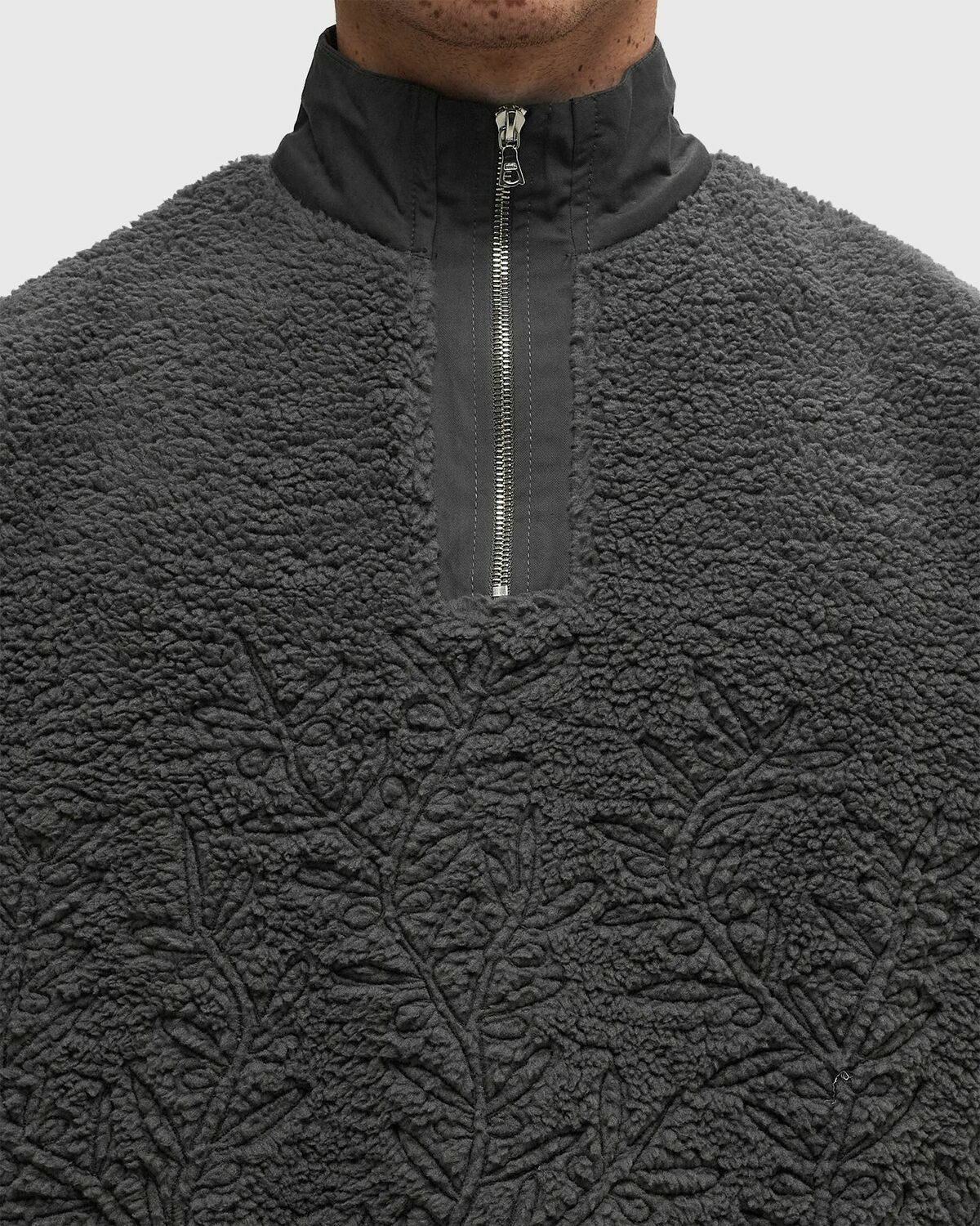 Rough. FLEECE TROYER OLIVE Beige Mens Half-Zip