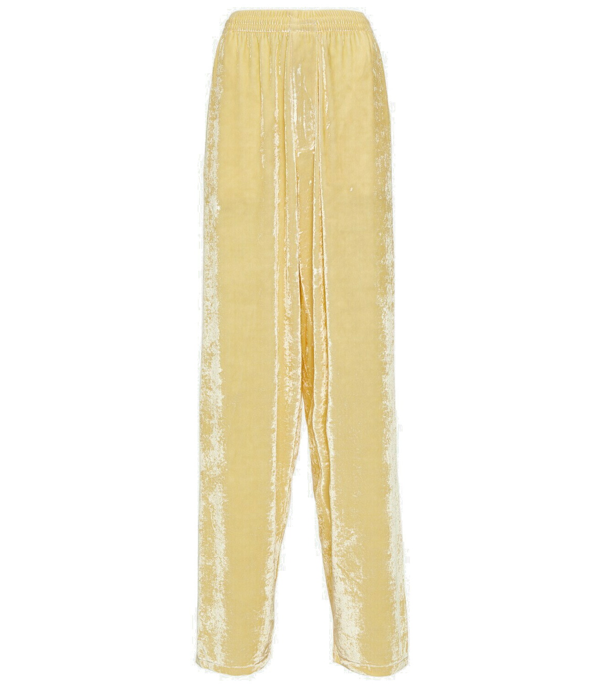パンツ BALENCIAGA VELVET TROUSERS Balenciaga Velvet Stretch Wide-Leg Trousers In Desert Beige
