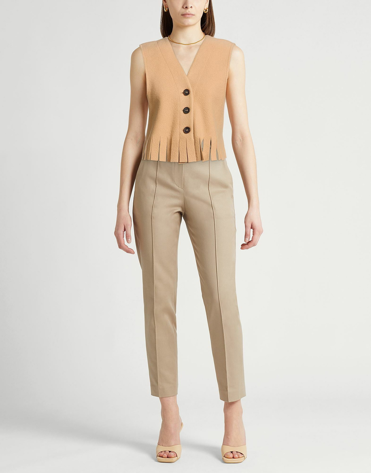 Forte_forte Womens Tailored Vest Camel