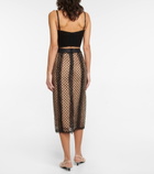 Gucci - GG mesh and lace midi skirt