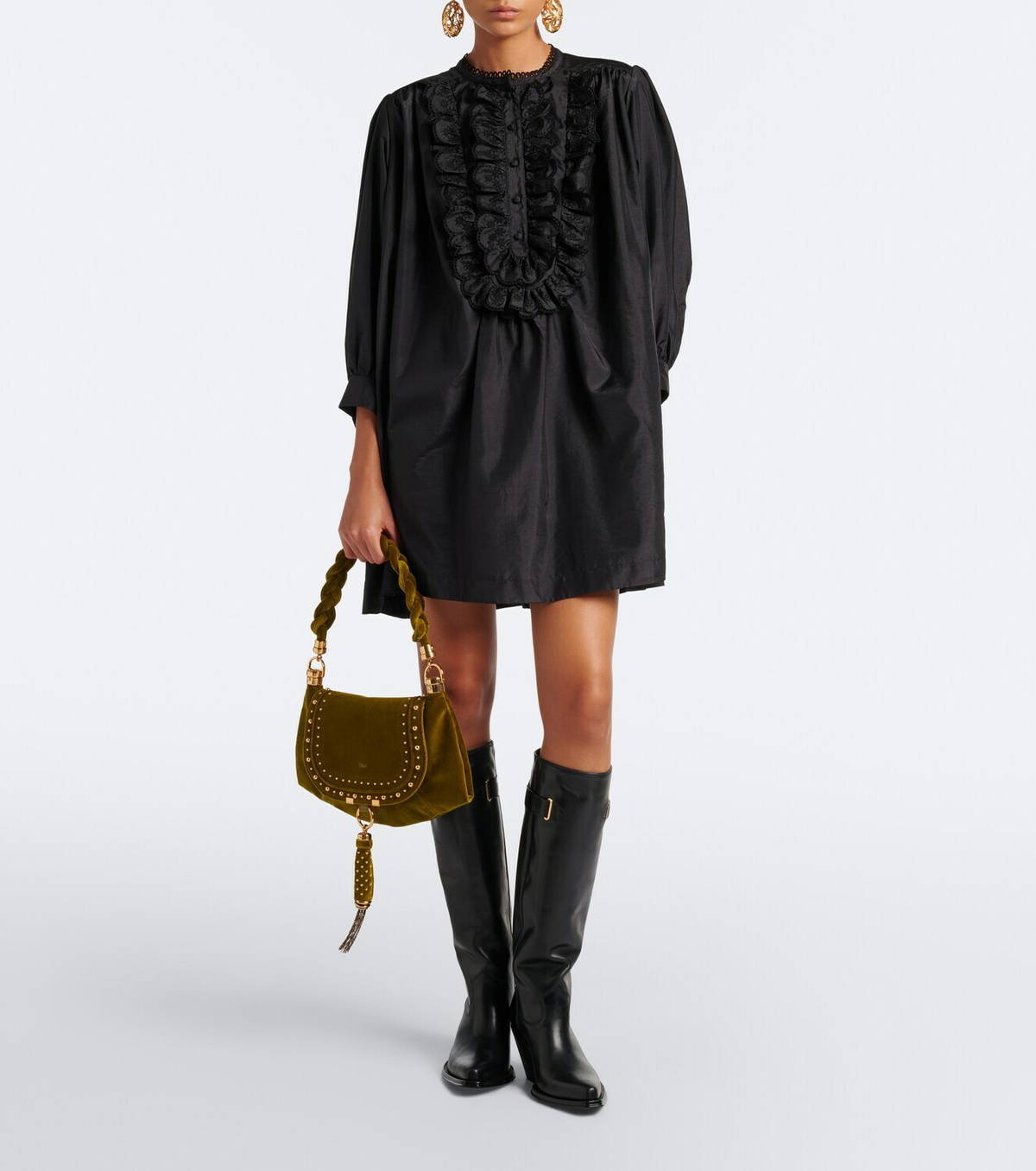 Chloé Marcie Foulard Small velvet shoulder bag