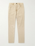 James Perse - Slim-Fit Straight-Leg Brushed Cotton-Blend Twill Trousers - Neutrals