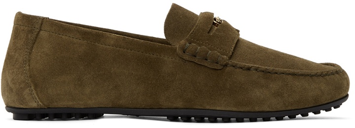 Photo: Versace Khaki Suede Penny Loafers