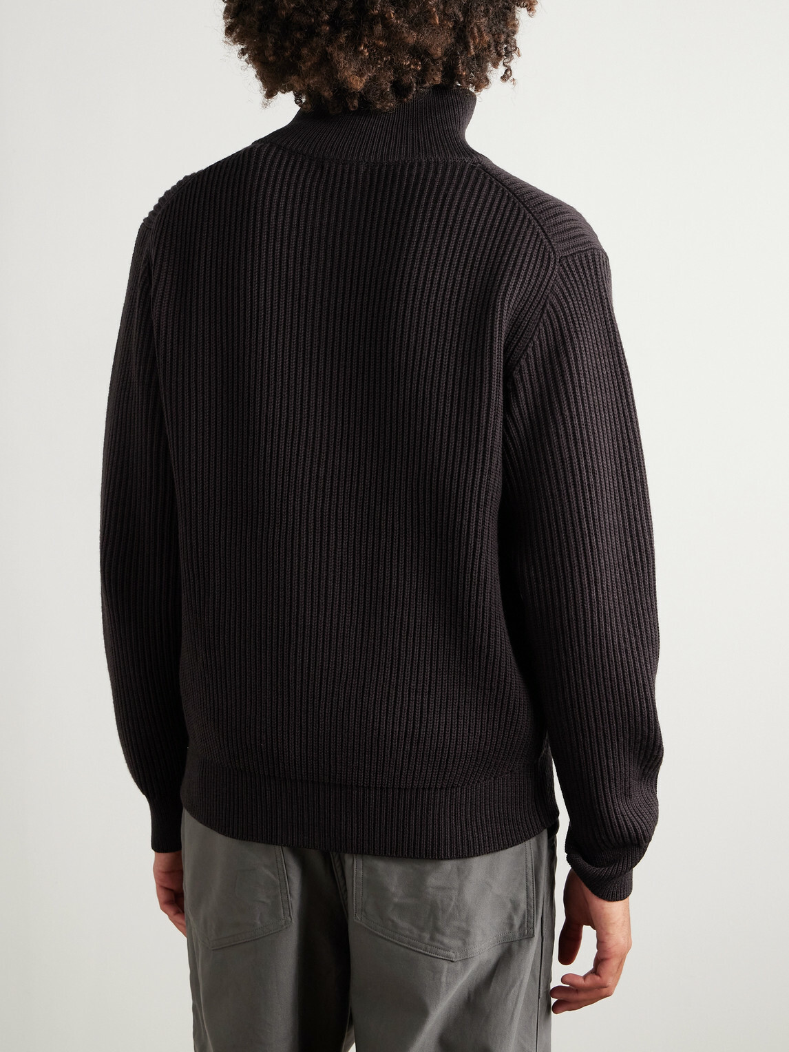 Kaptain Sunshine - Ribbed Wool Zip-Up Cardigan - Brown