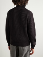 Kaptain Sunshine - Ribbed Wool Zip-Up Cardigan - Brown