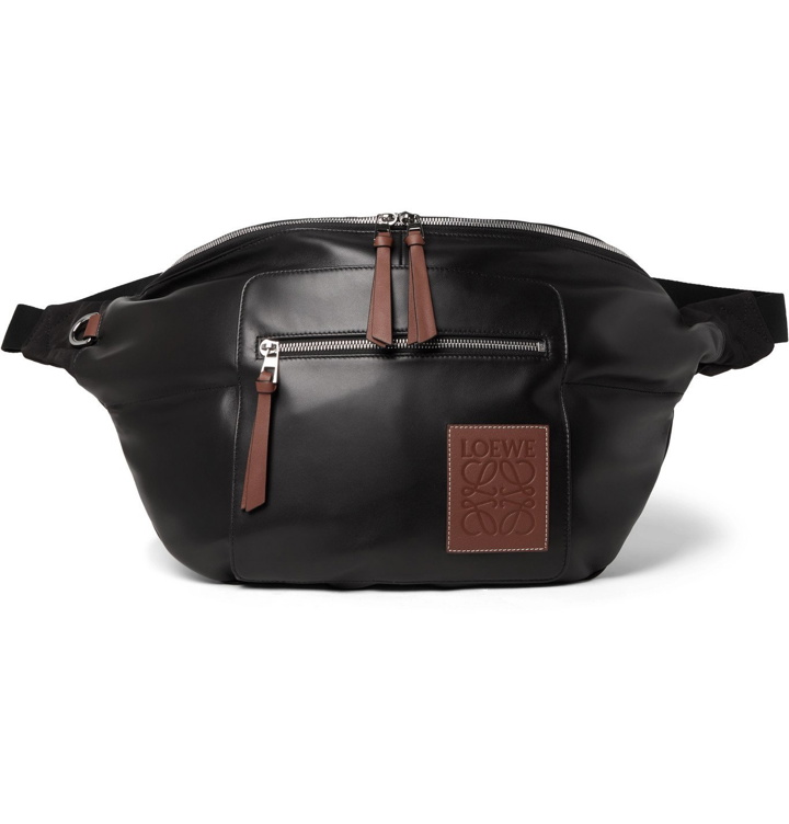 Photo: Loewe - Logo-Appliquéd Leather Belt Bag - Black
