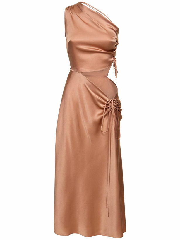 Photo: ALBERTA FERRETTI One Shoulder Cutout Satin Midi Dress