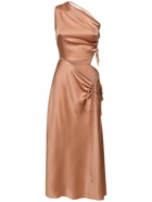 ALBERTA FERRETTI One Shoulder Cutout Satin Midi Dress