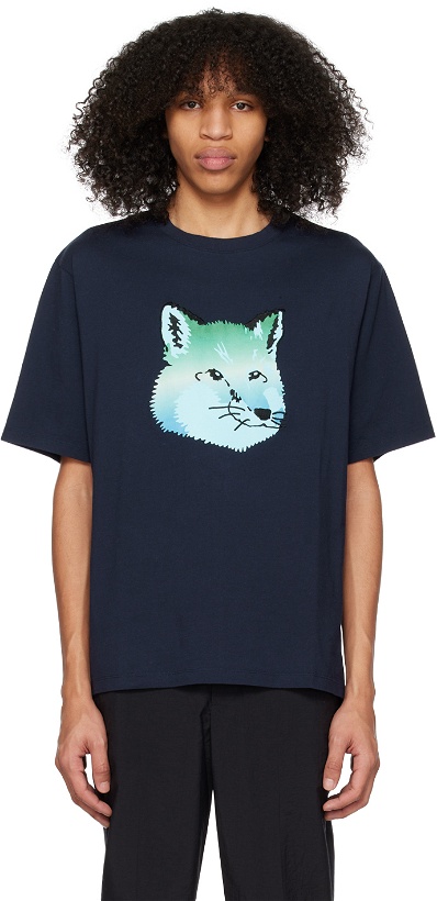 Photo: Maison Kitsuné Navy Vibrant Fox T-Shirt